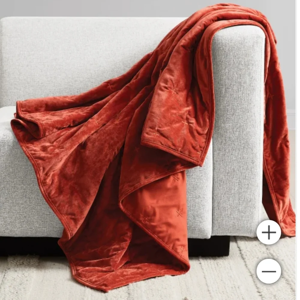 Boho Luxe Velvet Throw new, orange